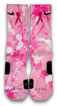 Breast Cancer A Splash of Pink Custom Elite Socks - CustomizeEliteSocks.com - 1