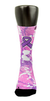 Pancreatic Cancer A Splash of Purple CES Custom Socks - CustomizeEliteSocks.com - 2