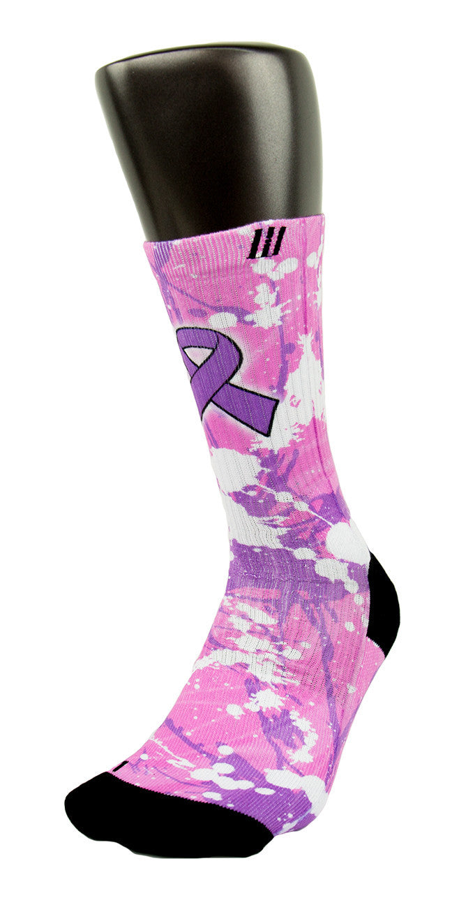Pancreatic Cancer A Splash of Purple CES Custom Socks - CustomizeEliteSocks.com - 3