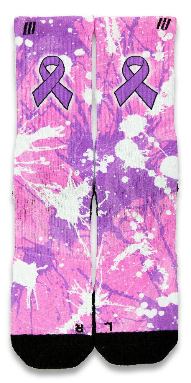 Pancreatic Cancer A Splash of Purple CES Custom Socks - CustomizeEliteSocks.com - 1