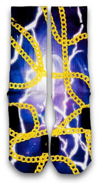 24K King Gold Chains Custom Elite Socks - CustomizeEliteSocks.com - 2