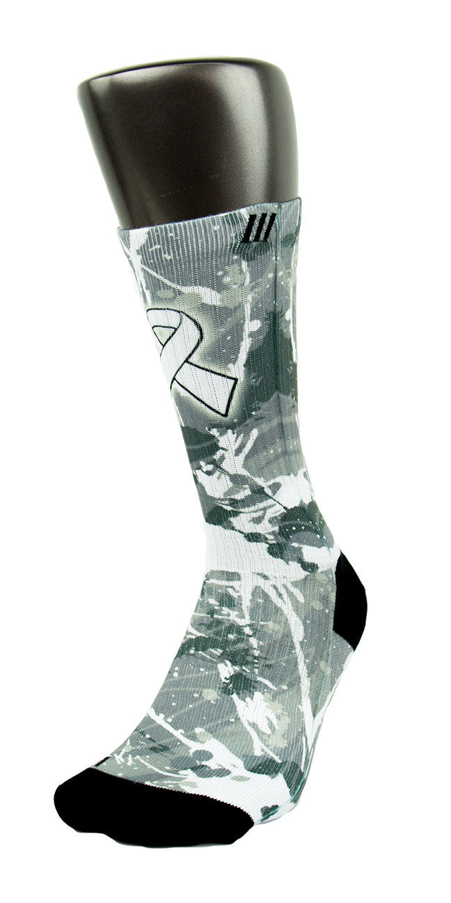 Lung Cancer A Splash of White CES Custom Socks - CustomizeEliteSocks.com - 3