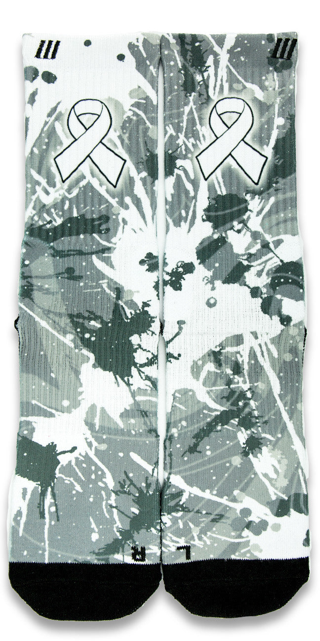 Lung Cancer A Splash of White CES Custom Socks - CustomizeEliteSocks.com - 1