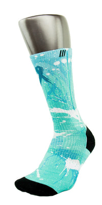 Ovarian Cancer A Splash of Teal CES Custom Socks - CustomizeEliteSocks.com - 3