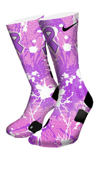 Pancreatic Cancer A Splash of Purple Custom Elite Socks - CustomizeEliteSocks.com - 4