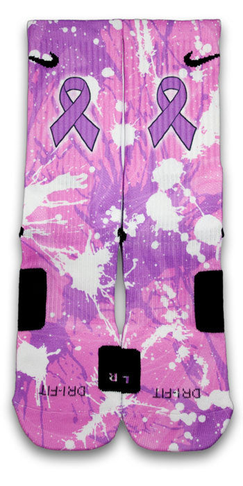 Pancreatic Cancer A Splash of Purple Custom Elite Socks - CustomizeEliteSocks.com - 1